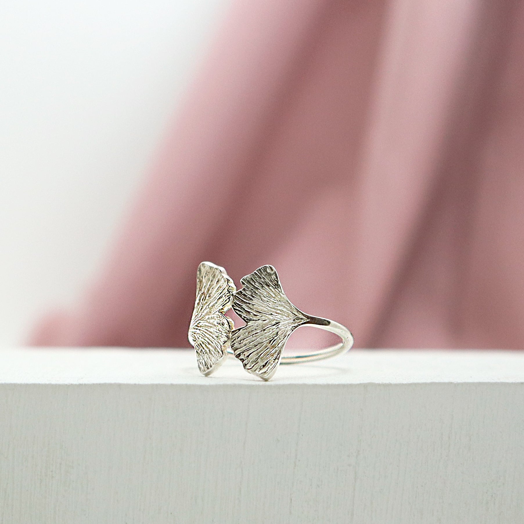 Ginkgo Ring - Small Double Leaf Ring