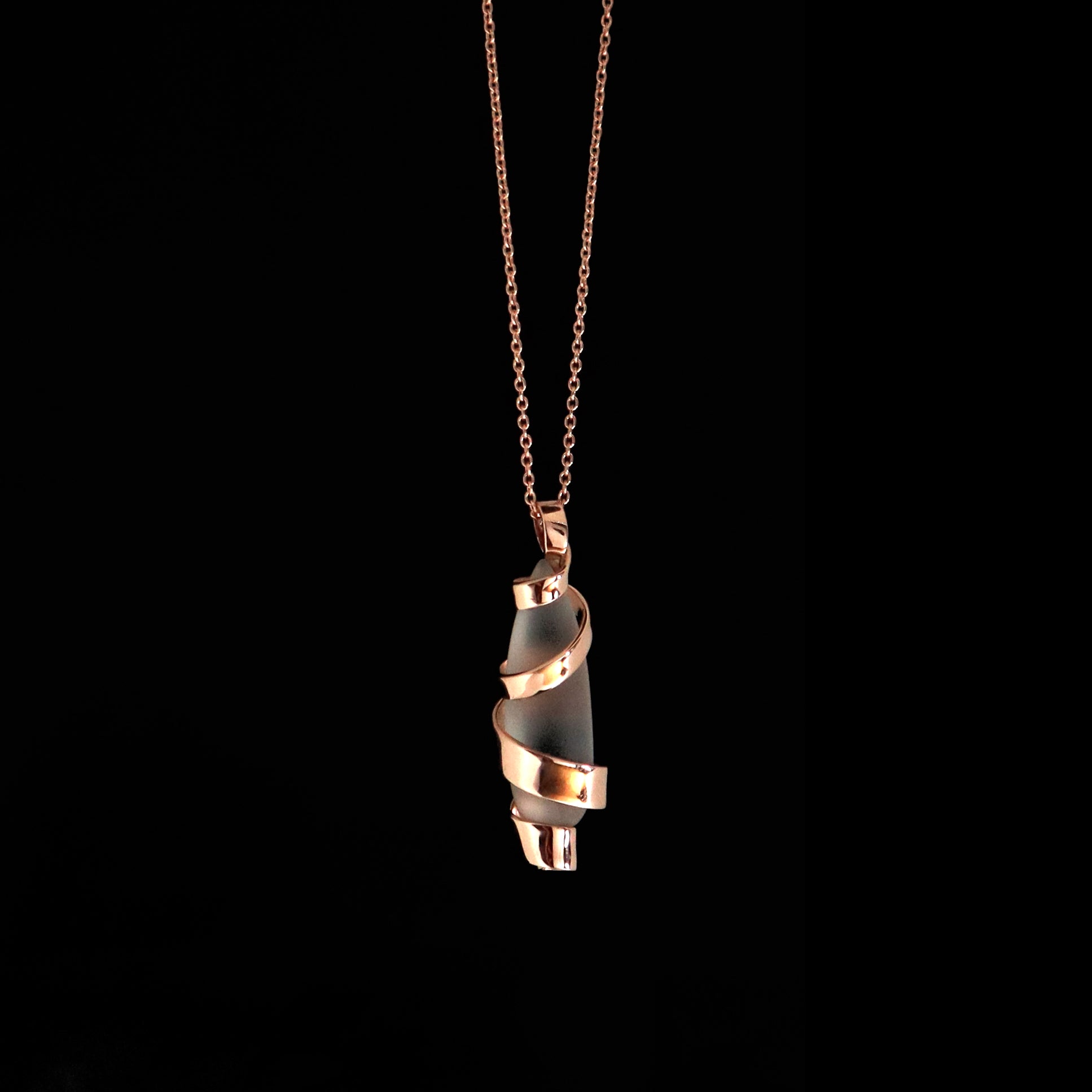 Rose Gold and Frosted Quartz Embrace Necklace